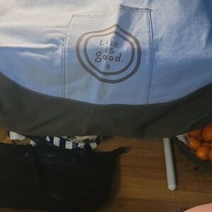 Life is Good Blue and Brown Tote Bag 16' X5 X18